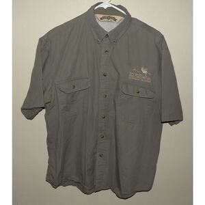 Bob Allen RMEF Men's Large SS Button Vented Hunting Fishing Shirt Gray